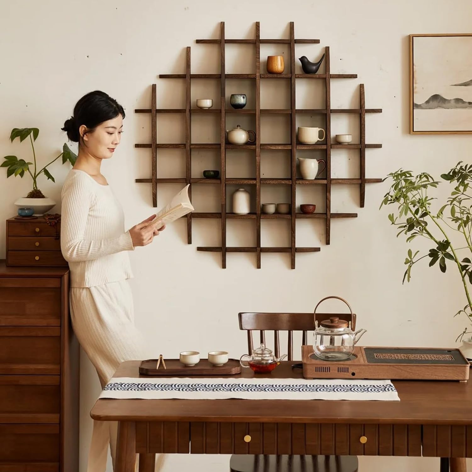 Solid Wood Chinese Tea Cup Hol - Wall Shelf Commercial Kitchen recension och pris