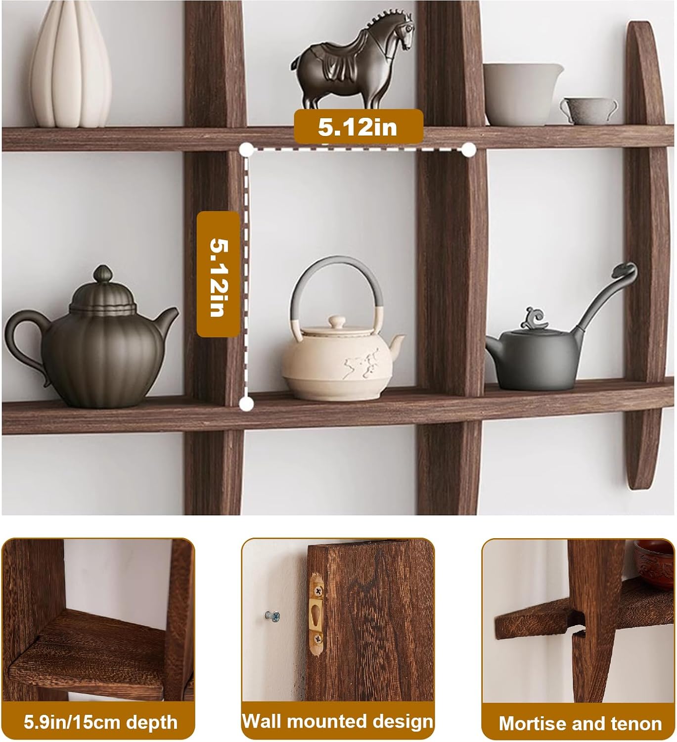 Solid Wood Chinese Tea Cup Hol - Wall Shelf Commercial Kitchen recension och pris