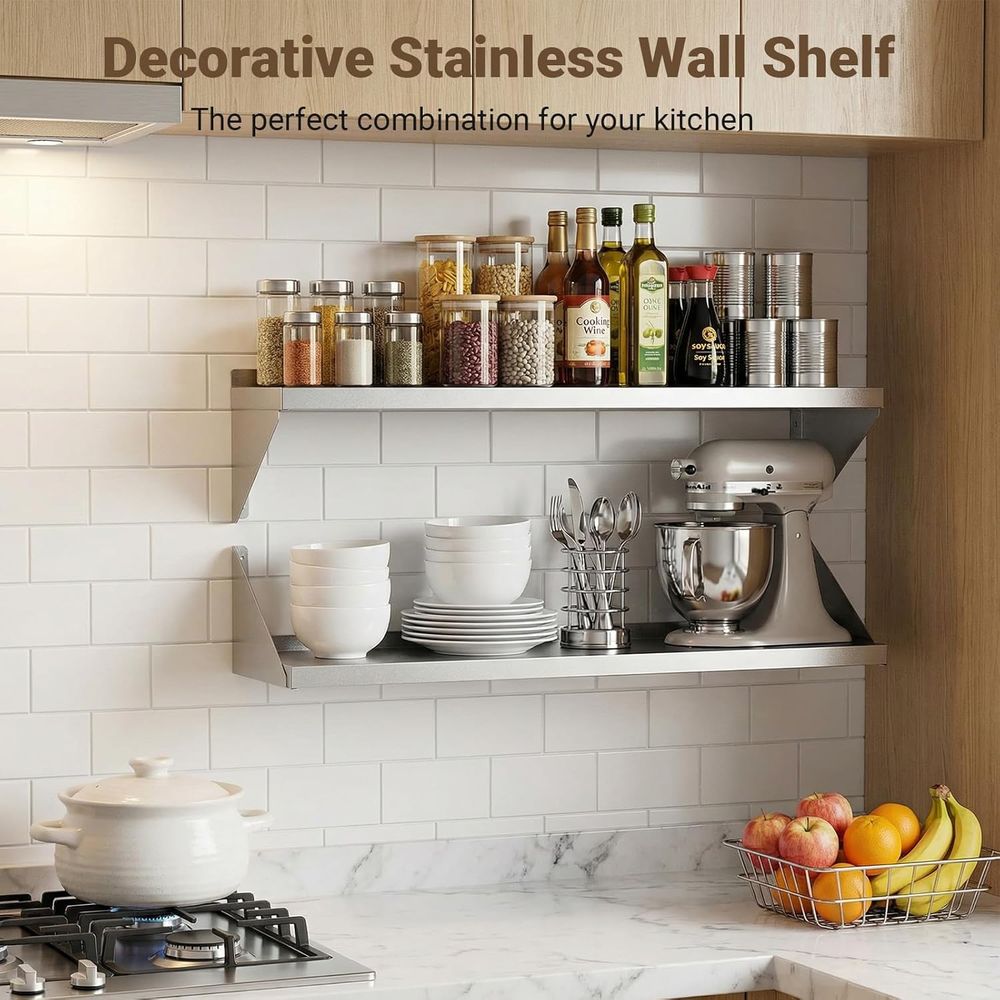 Stainless Steel Wall Shel 12 x - Wall Shelf Commercial Kitchen recension och pris